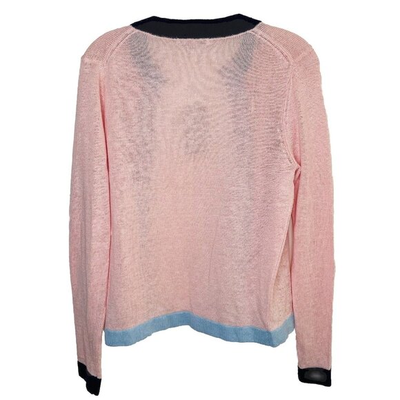 BODEN Milkshake Colourblock Cardigan Sz 6 NWT Pink Linen Open Front Sweater - Picture 3 of 6
